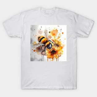 A bee collects honey on a flower. T-Shirt